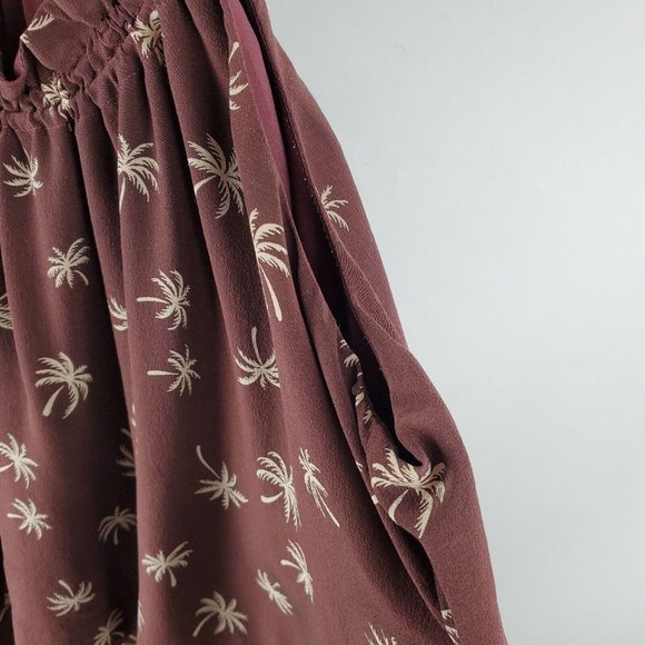 Madewell Women Dream Drift Overlay Palm Tree Silk Dress Lined Brown Size 4 C6315 - Picture 7 of 9